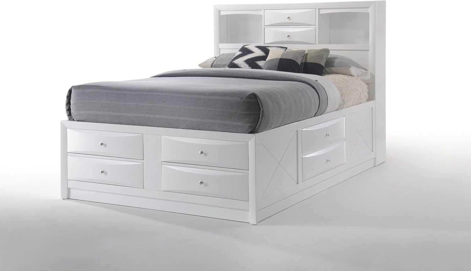 Acme Ireland Eastern King Platform Bed with Storage in White