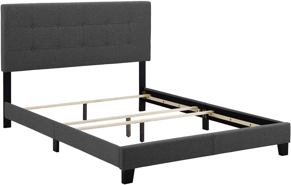 Modway Amira Tufted Fabric Upholstered Full Bed Frame With Headboard In Gray
