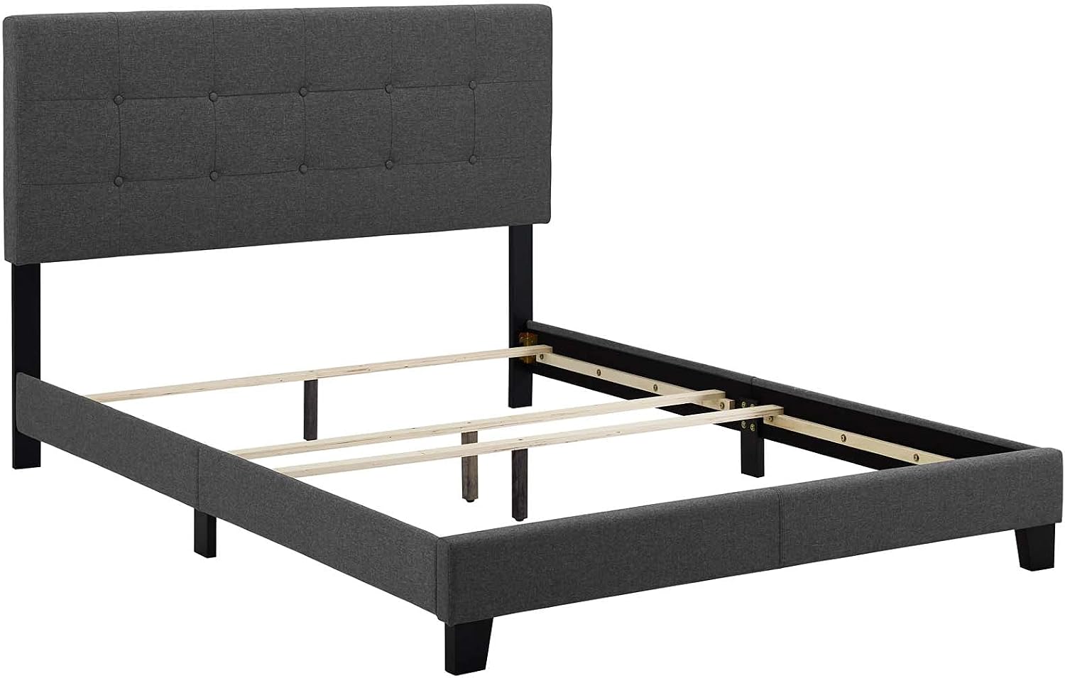 Modway Amira Tufted Fabric Upholstered Full Bed Frame With Headboard In Gray