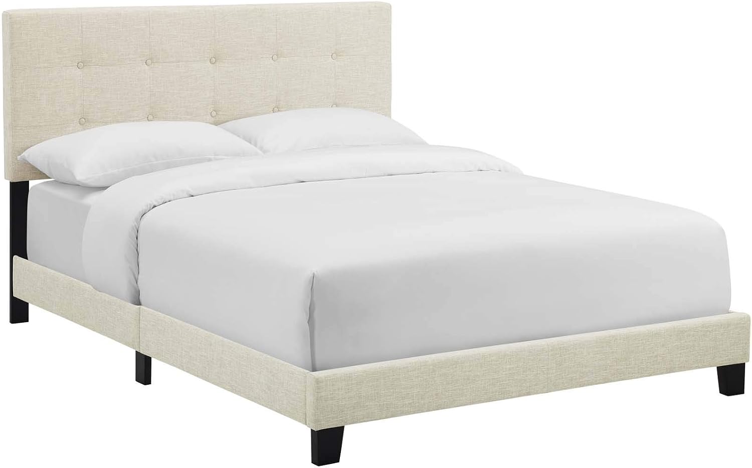 Modway MOD-6000-BEI Amira Tufted Fabric Upholstered Full Bed Frame With Headboard In Beige