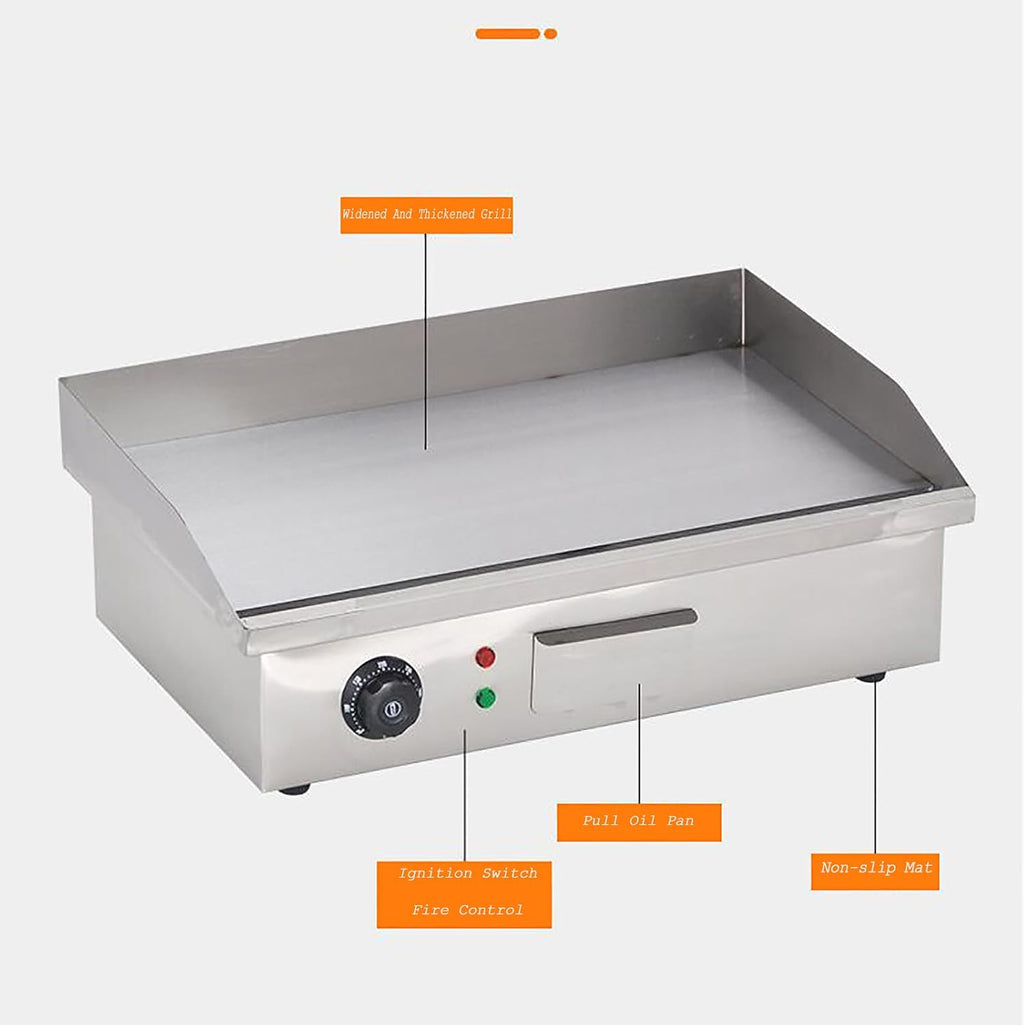 Commercial Griddle 22' Electric Griddle 220V 3000W Non-Stick Countertop Flat Top Griddle Stainless Steel Grill for Restaurant Kitchen