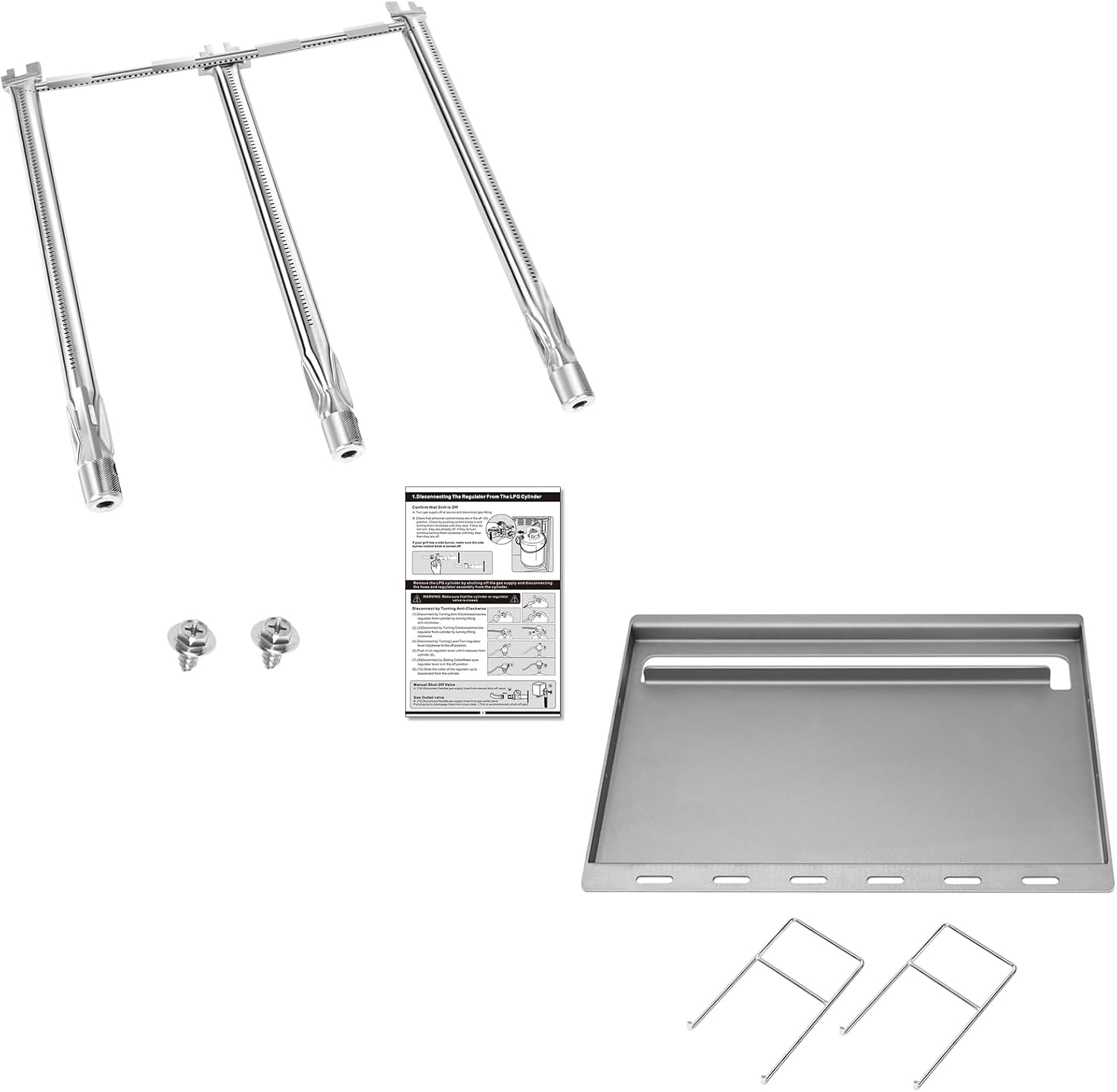 Utheer 69787 18 Inch Grill Burner and 6787 Cast Iron Griddle for Weber Spirit 300 Series, Stainless Burner Tube and Full Size Griddle Insert for Weber Spirit E310 S310 E320 S320 E330 S330 SP330