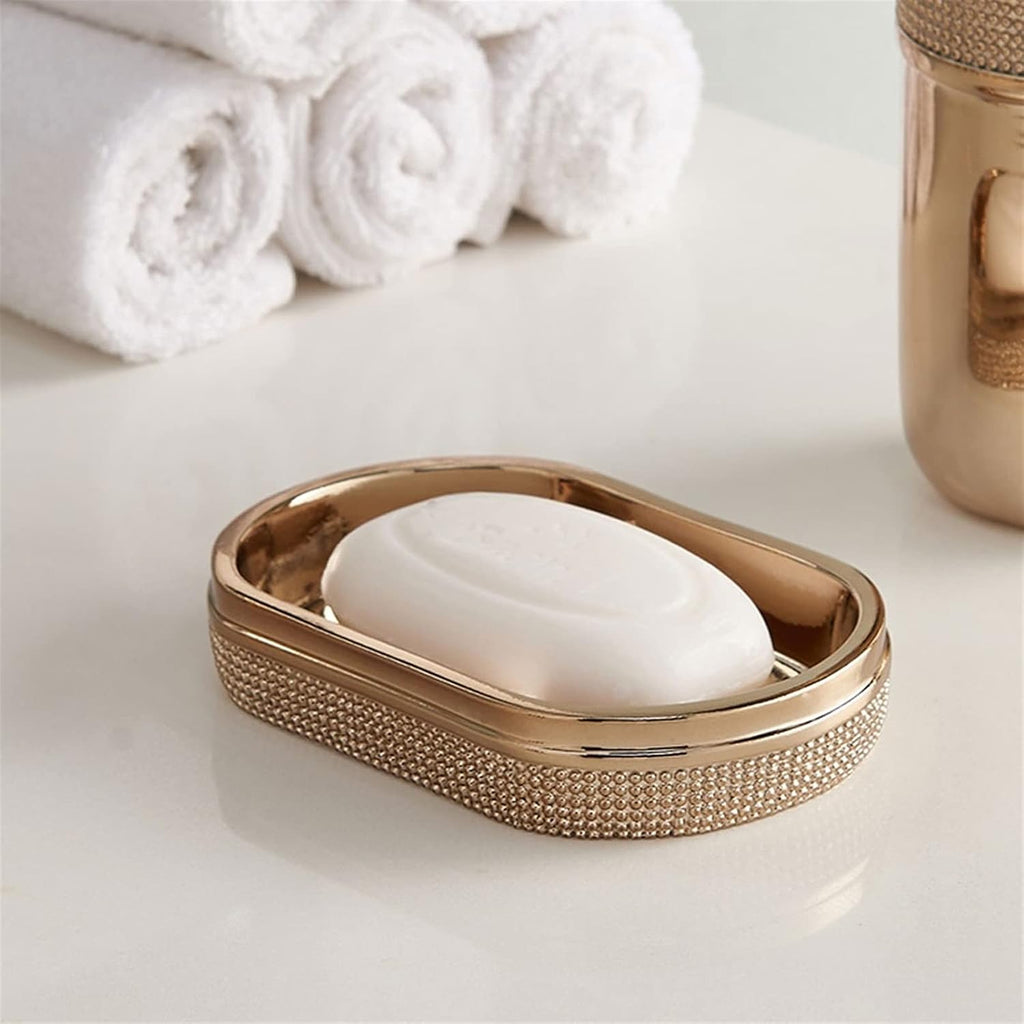 Soap Dispenser Gold Bathroom Accessories Set 6 Piece Resin Bath Accessory Sets Complete Soap Dispenser Toothbrush Holders Tumbler Soap Dish and Ceramic Tray Liquid Dispenser for Bathroom(Silver)