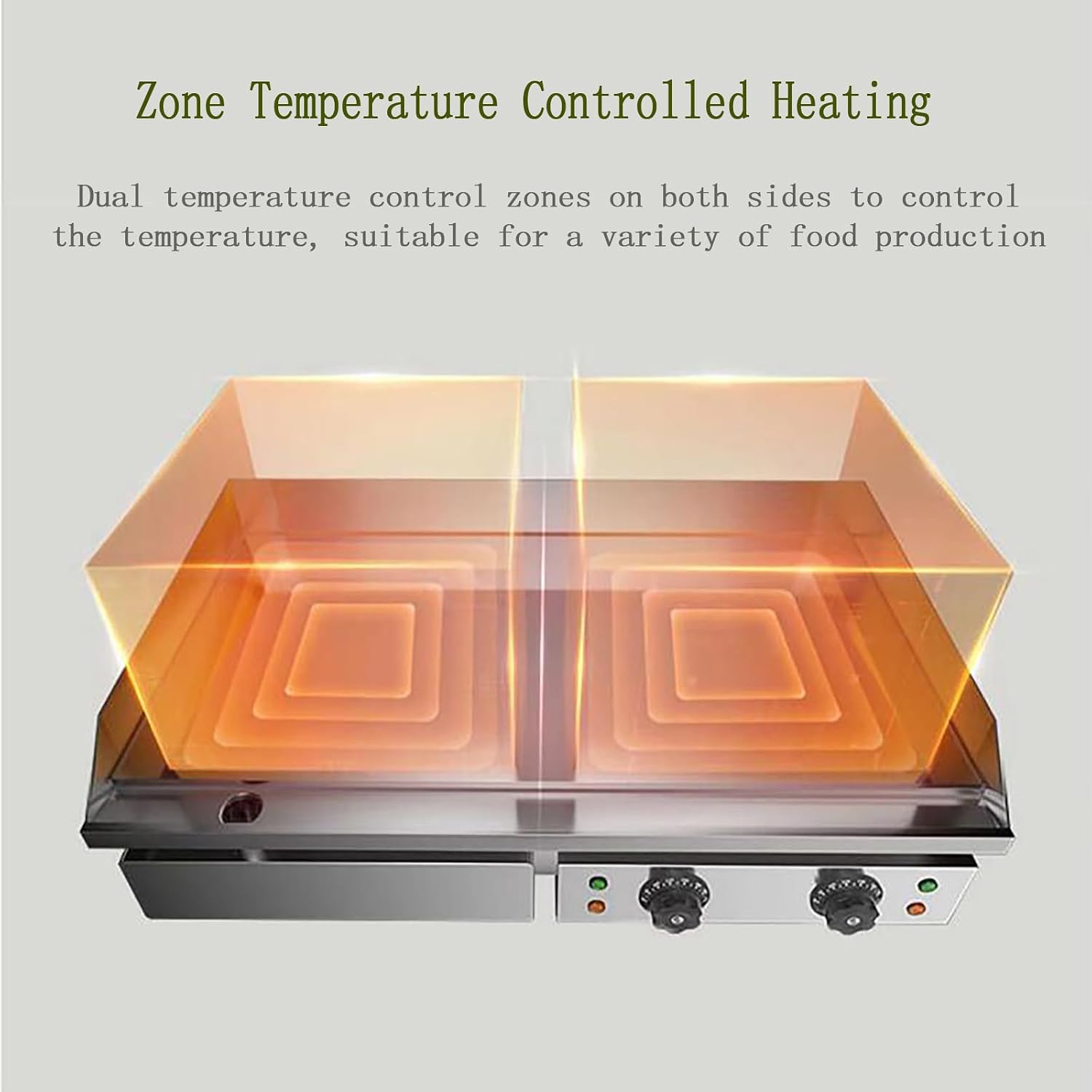 29' Electric Grill Commercial Countertop Griddle Flat Top Grill Hot Plate Dual Temperature Control Non-Stick Stainless Steel Teppanyaki Grill for BBQ Restaurant Kitchen