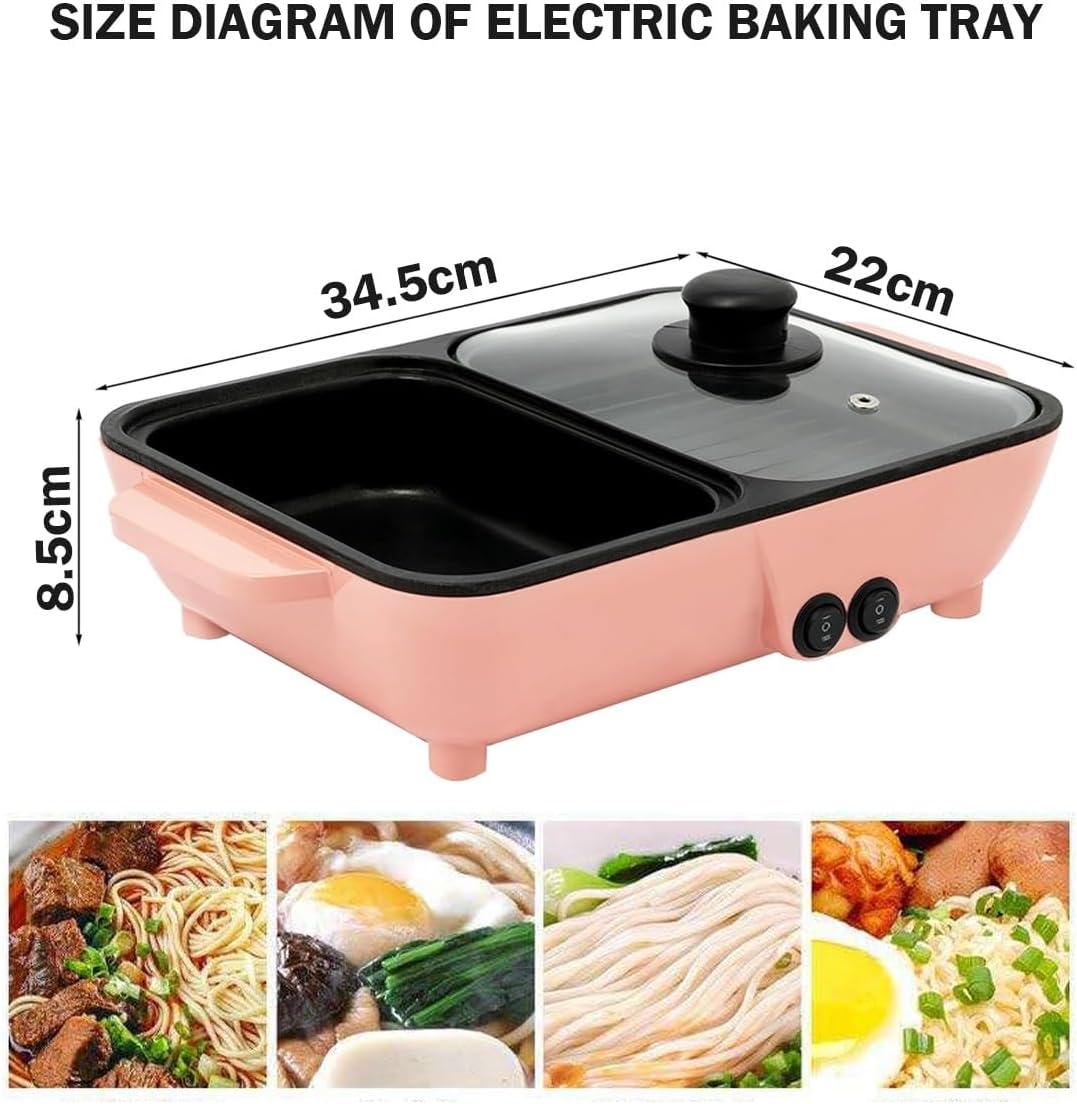 Electric Flat Top Grill, Electric Griddle, Flattop Grills Indoor Safely Washable, Suitable for Frying Grilling Stir Frying(Pink,34.5 * 22 * 8.5)
