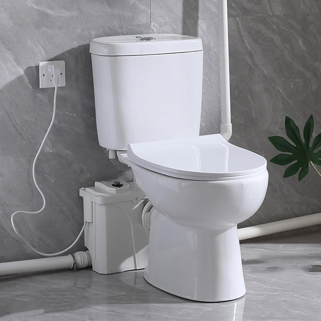 700watt Macerating Toilet,Dual Upflush Toilet For Basement,Two Piece Toilet with Round Toilet Bowl Toilet Seat,Macerator Pump with 4 Water Inlets for Bathroom, Sink, Toilet,Water Disposal