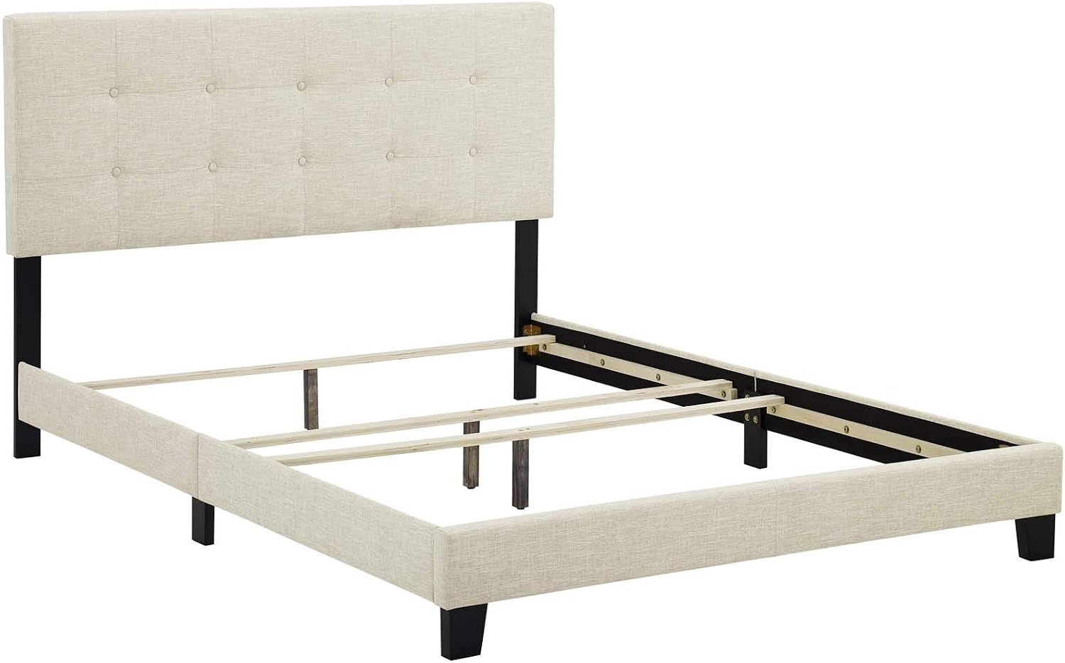 Modway MOD-6000-BEI Amira Tufted Fabric Upholstered Full Bed Frame With Headboard In Beige
