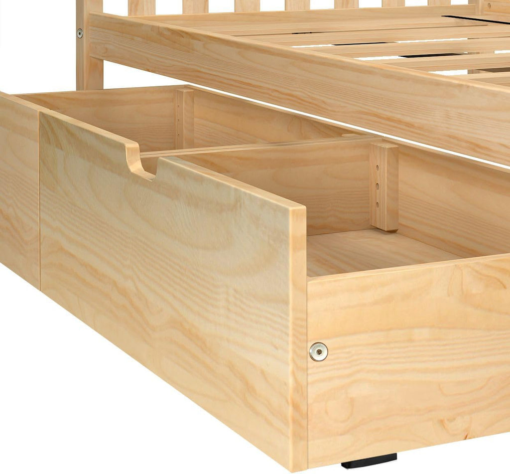Max & Lily Classic Full Bed, Slatted Headboard, with Storage Drawers, Natural