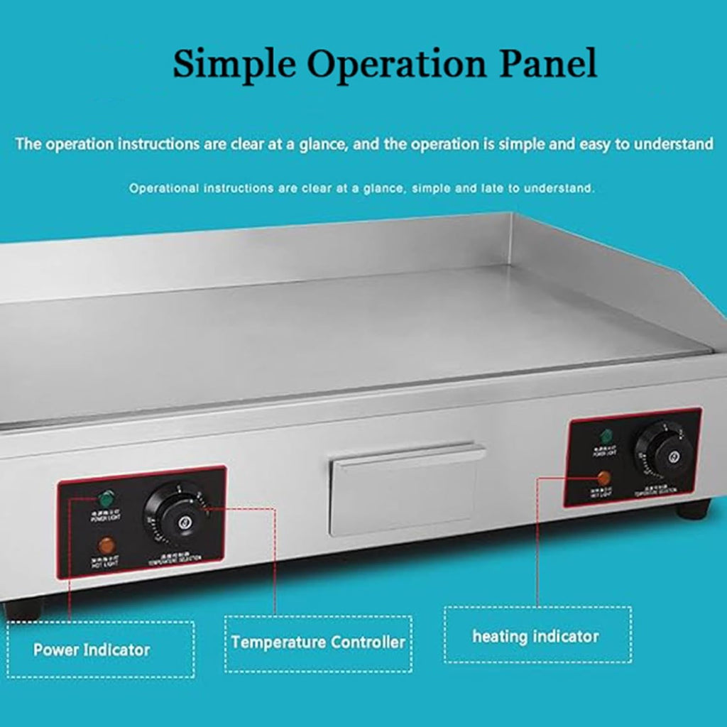4400WCommercial Electric Griddle Flat Top Grill HotPlate Kitchen Grill CounterTop Stainless Steel Thermostatic Control 122-572℉