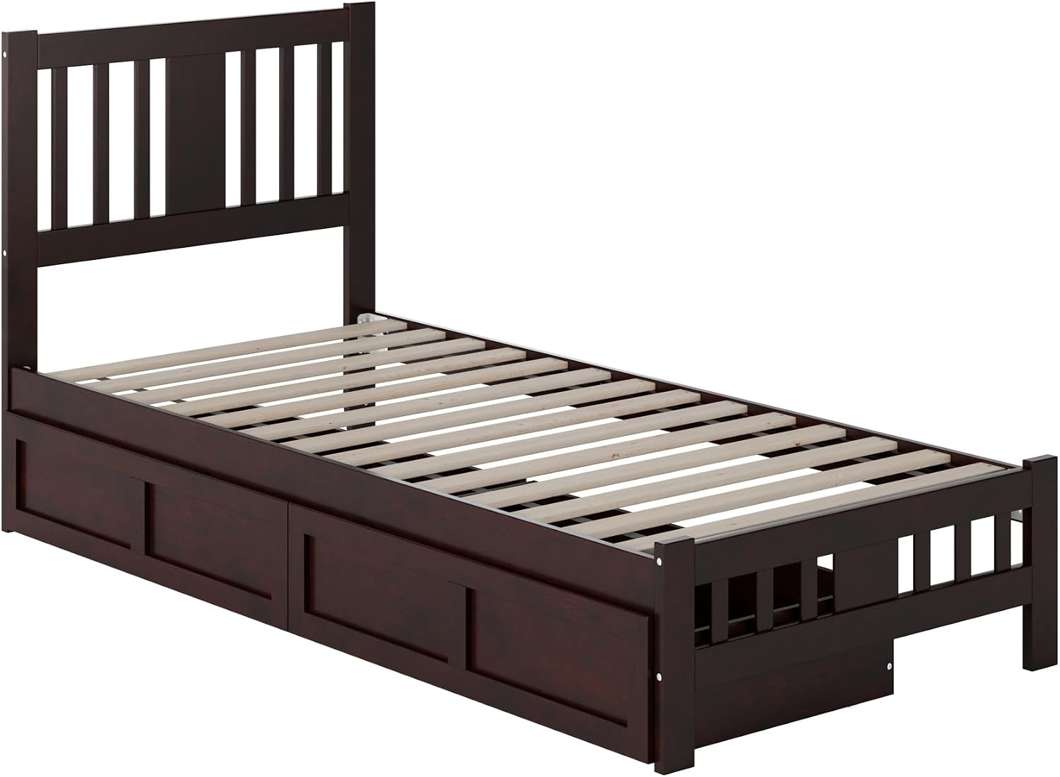 AFI, Tahoe Twin XL Platform Bed with Matching Footboard & Set of 2 Under-Bed Storage Drawers, Espresso