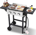 Flat Top Gas Griddle Grill with Stainless Steel Griddle, Includes Dust Cover & Regulator, Perfect for Camping & Tailgating (3-Burner)