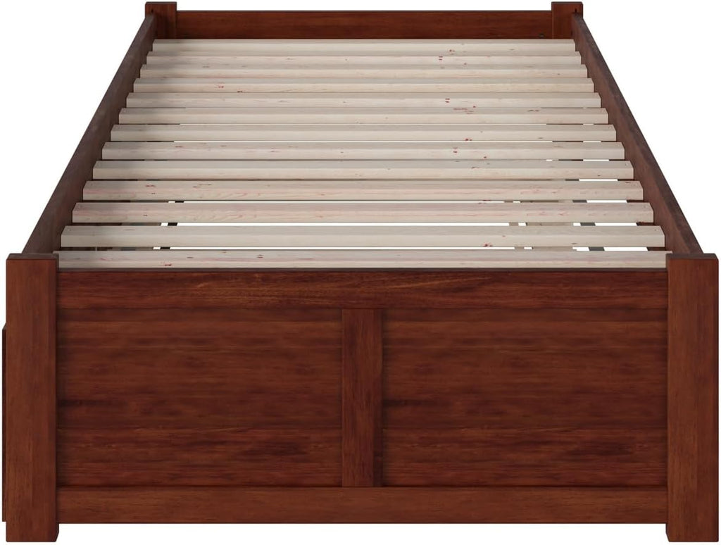AFI Concord Twin Size Platform Bed with Footboard & Twin Trundle in Walnut
