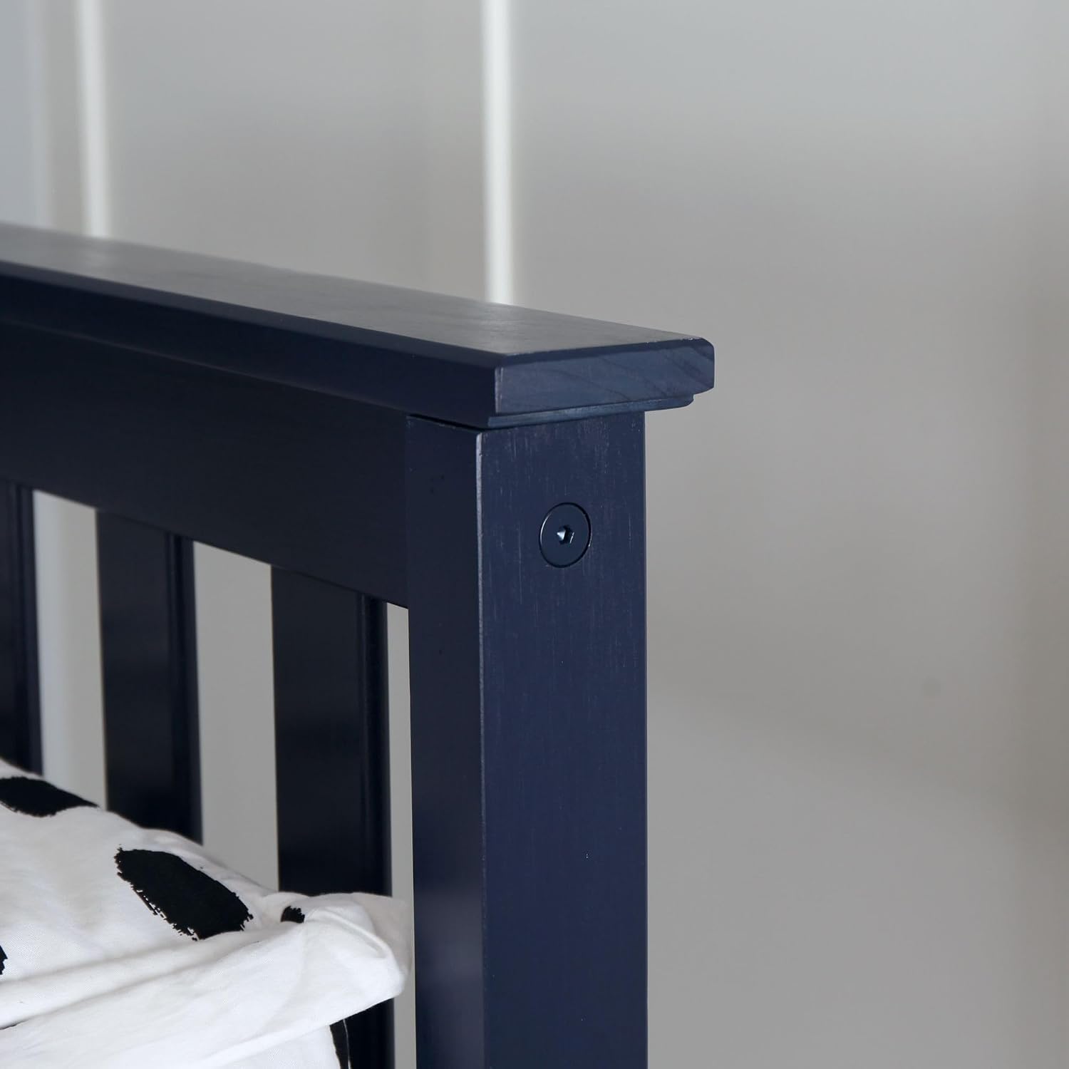 Max & Lily Full Size Bed Frame with Slatted Headboard, Solid Wood Platform Bed for Kids, No Box Spring Needed, Easy Assembly, Blue