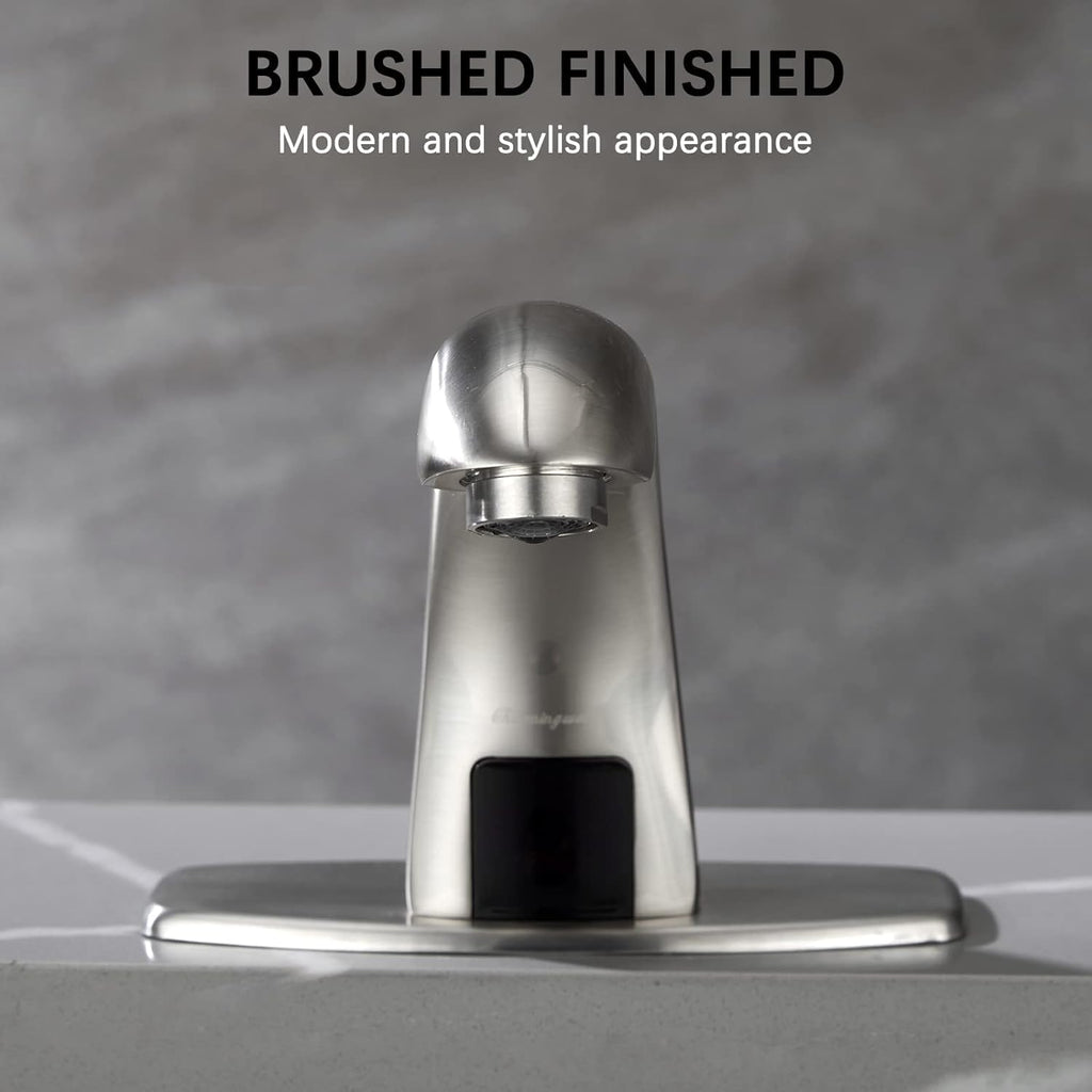 Charmingwater Touchless Bathroom Sink Faucet with Automatic Sensor, Motion Bathroom Faucet with Hole Cover Plate, Brushed Nickel