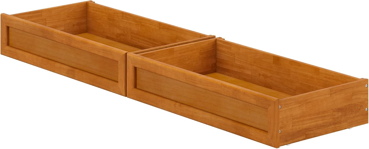 AFI, Mid-Century Modern Under Bed Storage Drawers, Twin/Full, Light Toffee