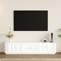 White Tv Stand for Living Room, 70in Media Console with Storage & 3 Drawers & 2 Open Shelves with Sliding Doors, Modern Entertainment Center with Cable Management for Bedroom