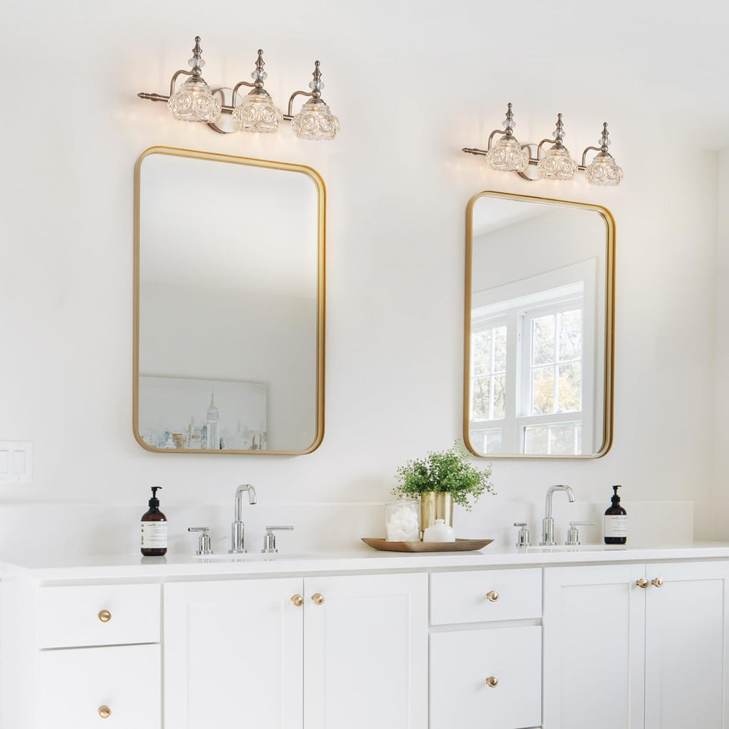 Brushed Nickel Bathroom Vanity Light Fixtures Modern 3-Light Vanity Lights Bathroom Lighting Fixtures Vintage Wall Sconces Light Living Room Vanity Lighting Fixtures Over Mirror