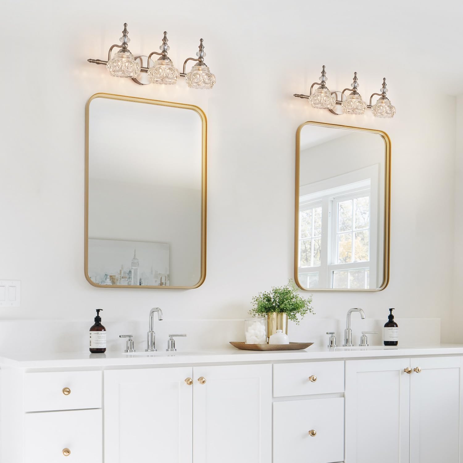 Brushed Nickel Bathroom Vanity Light Fixtures Modern 3-Light Vanity Lights Bathroom Lighting Fixtures Vintage Wall Sconces Light Living Room Vanity Lighting Fixtures Over Mirror