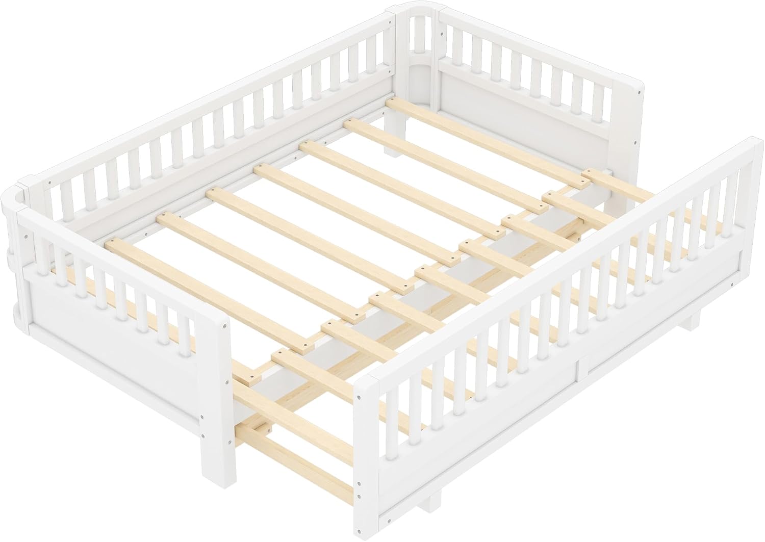Bellemave Queen Floor Bed or Twin XL Montessori Floor beds for Kids, Twin XL Can Be Converted into a Queen Platform Bed, White