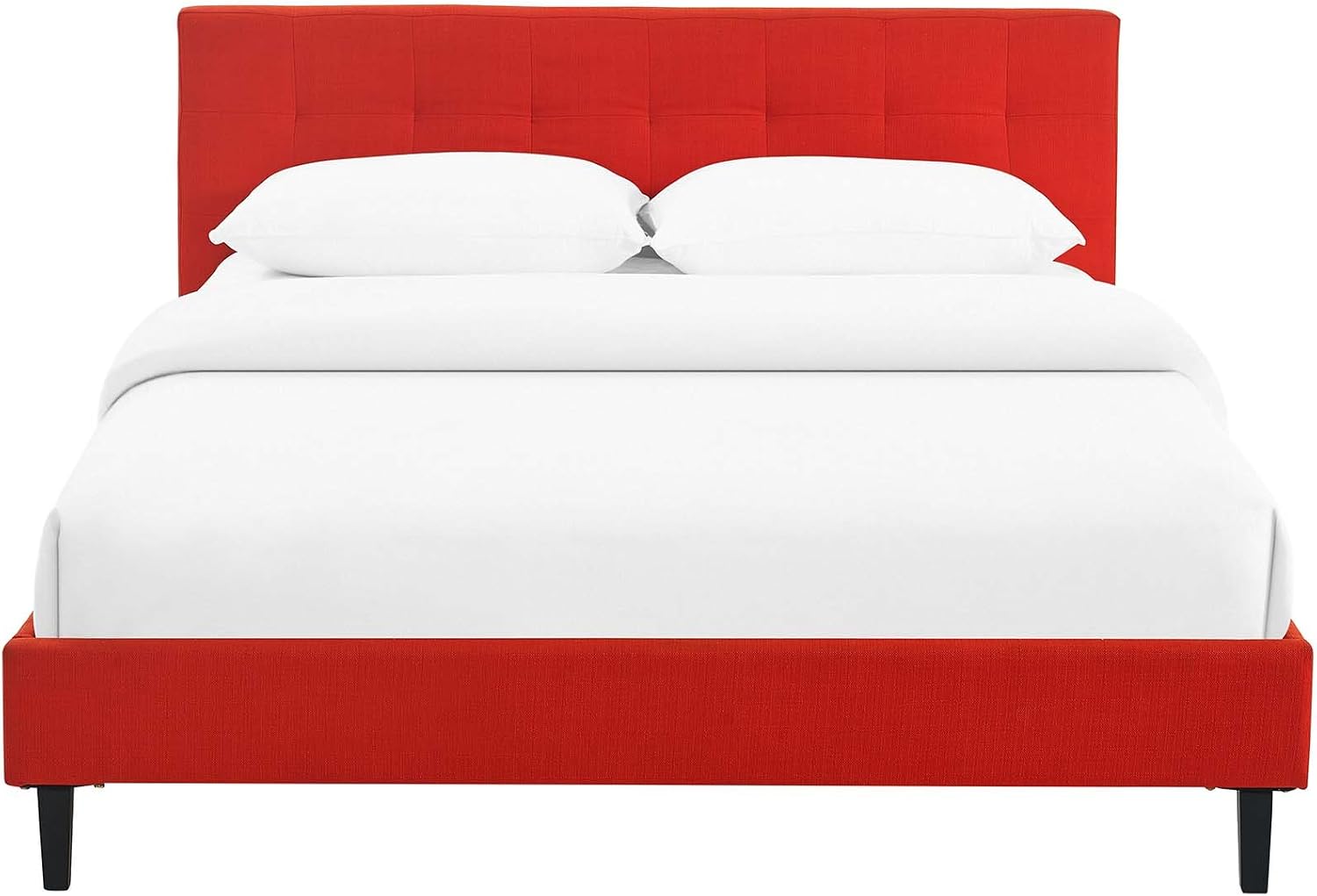 Modway Linnea Upholstered Atomic Red Full Platform Bed with Wood Slat Support