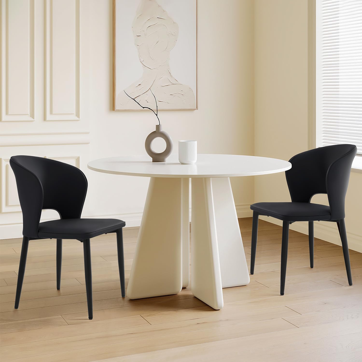 Homcosan Dining Chairs Set of 2, Modern Kitchen Chairs with Cross Structure & Exquisite Piping Design, Easy Assembly, Faux Leather Dining Room Chairs for Living Room Lounge, Bedroom, Black