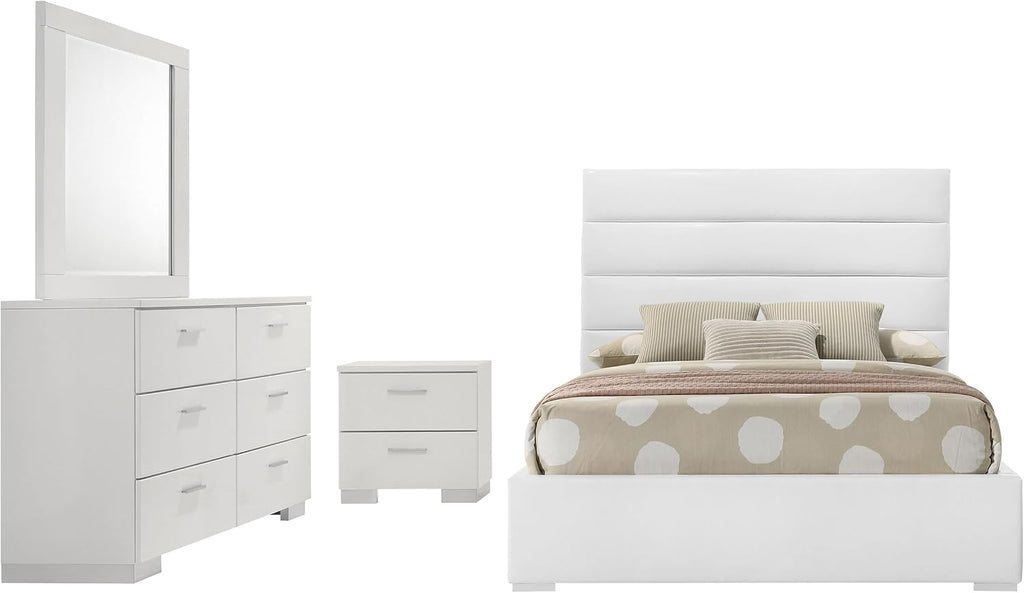 Coaster Home Furnishings Felicity 4-Piece Full Bedroom Set White High Gloss 203511F-S4