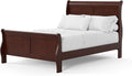 Furniture of America Louis Philippe Traditional Wood Bed Frame with Headboard and Footboard, Elegant Sleigh Design Bedframe for Bedroom, Guest Room, Easy Assembly, Box Spring Required, Full, Cherry
