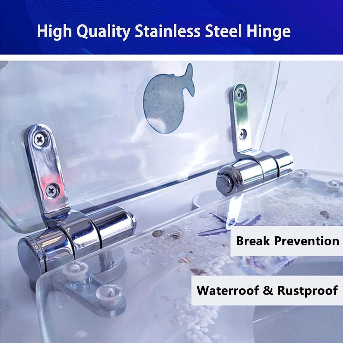 3D Ocean Series Round Toilet Seat, Mute No Slam Toilet Seat Cover with Soft Close Toilet Lid and Stainless Steel Hinges, Thickened Safety Resin Toilet Seats (C)