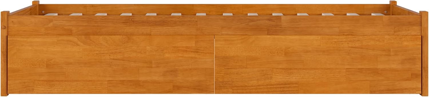 AFI Concord Twin XL Solid Wood Platform Bed with Footboard & Storage Drawers in Light Toffee