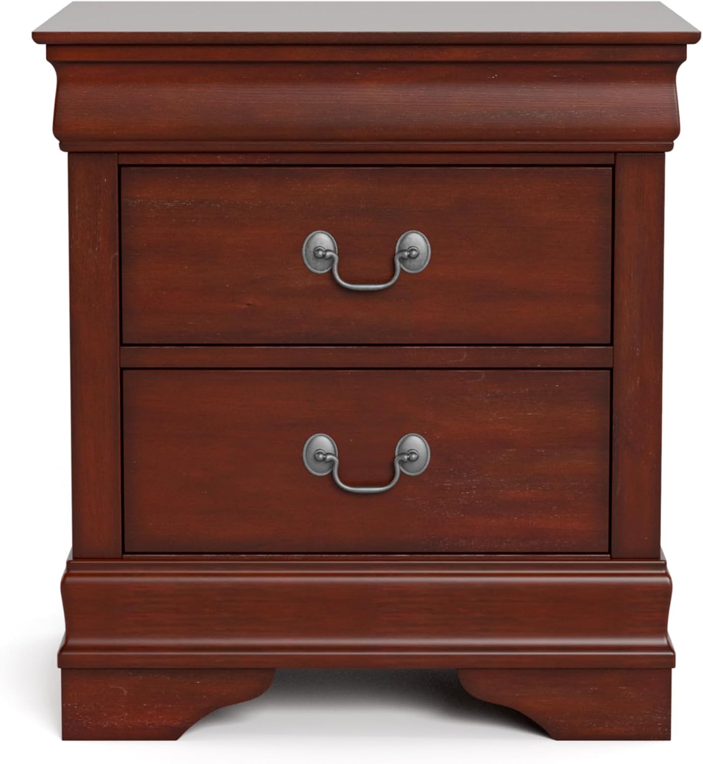 Furniture of America Arabella Traditional Solid Wood 3 Piece Bedroom Set, Full Bed Frame and Nightstands Set of 2, Chic Sleigh Design Bedframe with Headboard and Footboard, Box Spring Needed, Cherry