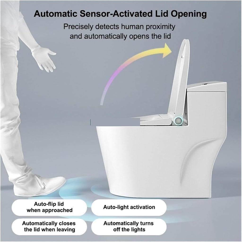 Electric Smart Bidet Toilet Seat Cover Adjustable Temp Night Light Intelligent Slow Close Lid Elongated(US)