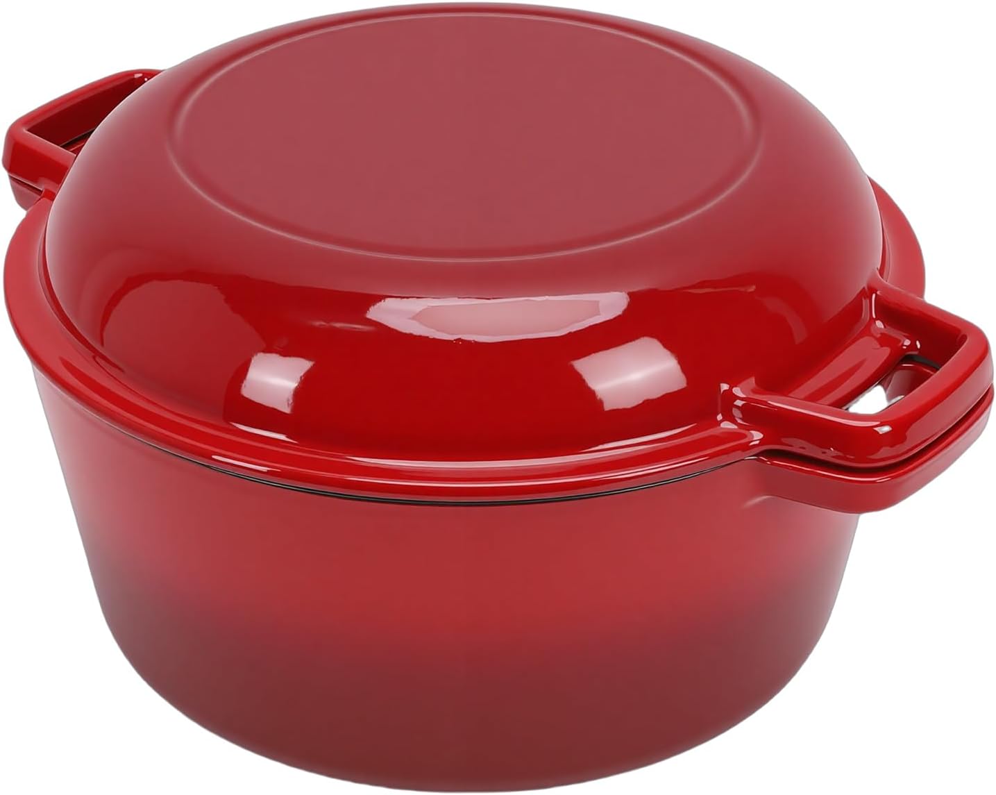 AYNEFY AYNEFY Cast Iron Braiser Pot 5QT Cast Iron Oven 2 in 1 Round Pot for Home Kitchen Braising Stewing Frying Baking Simmering Uniform Heat Distribution Kitchen Tools
