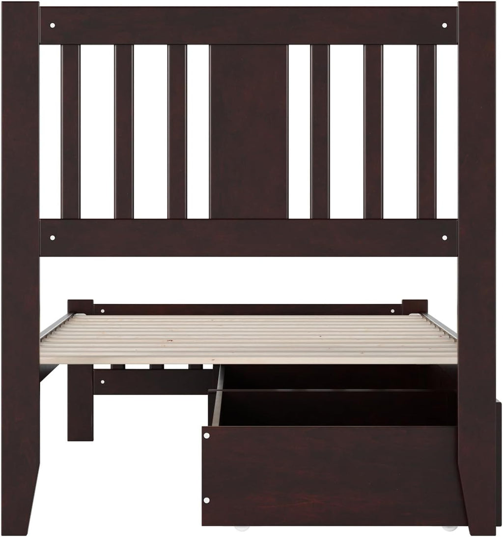 AFI, Tahoe Twin Platform Bed with Matching Footboard & Set of 2 Under-Bed Storage Drawers, Espresso