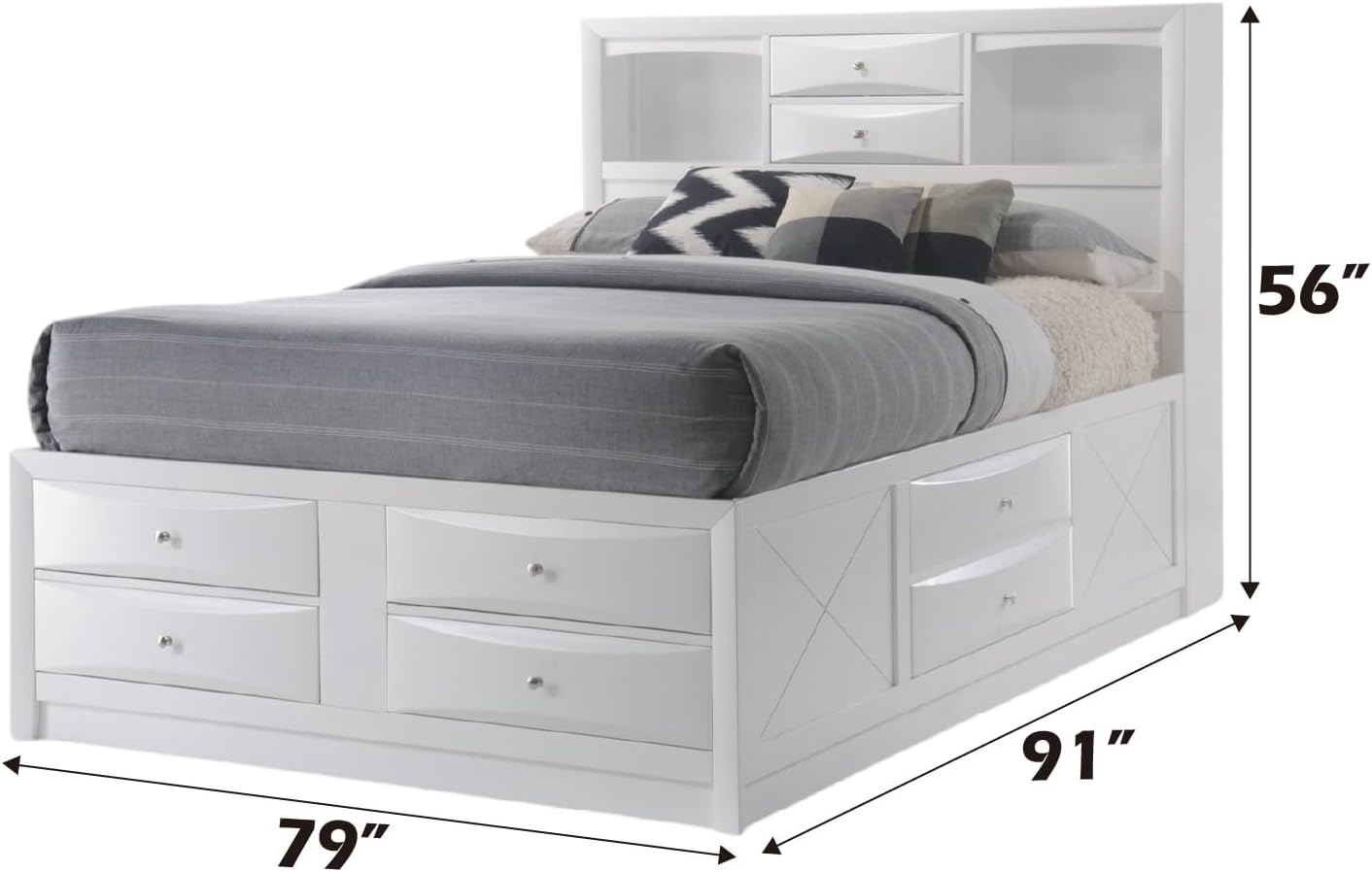 Acme Ireland Eastern King Platform Bed with Storage in White