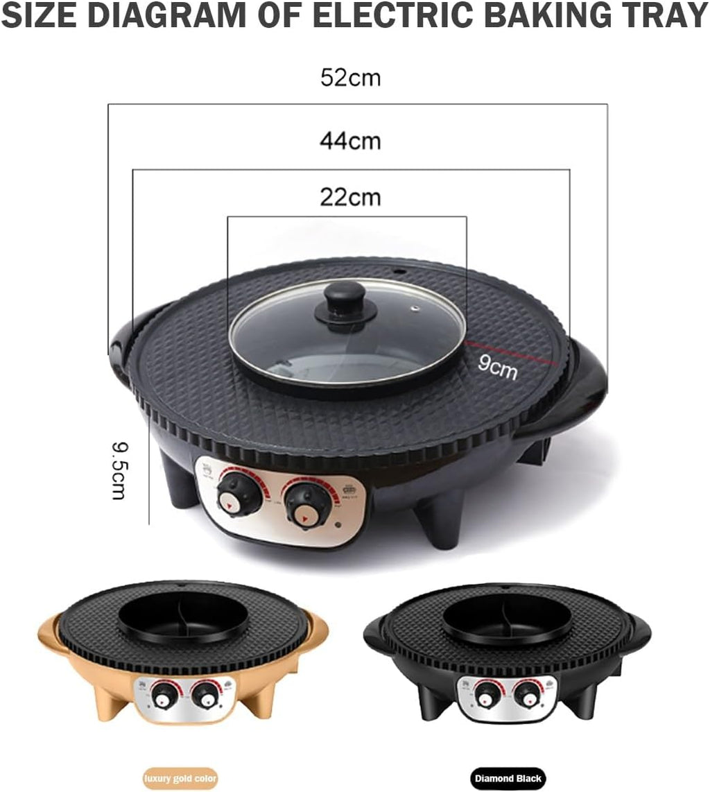 Electric Flat Top Grill, Electric Griddle, Flattop Grills Indoor Safely Washable, Suitable for Frying Grilling Stir Frying(Black,52 * 44 * 9.5)
