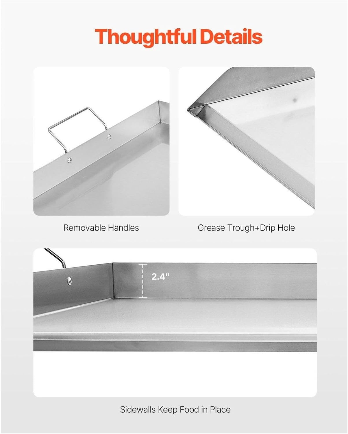 Stainless Steel Flat Top Griddle 36x22 Inch Universal BBQ Grill Pan Cookware