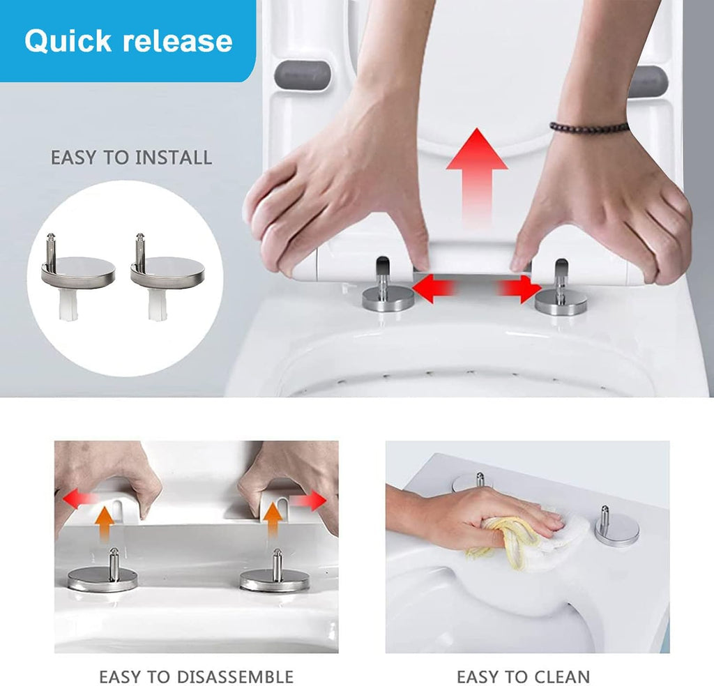 Toilet Seat Round Square Toilet Seat White Soft Close Toilet Seat White Quick Release, Bathrooms Square Toilet Seat Simple Top Fixing, Thickened(36.5 * 43.5cm)