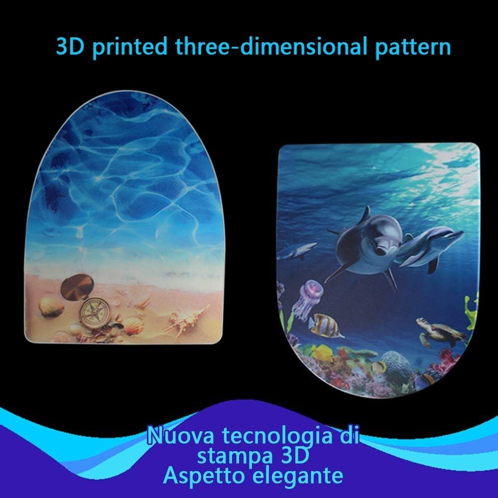 Toilet Seats Cover Thermal Transfer Printed Round Art Seat Lid with Adjustable Hinge Starfish Shell Patterns Home Bathroom Mat Use Decor