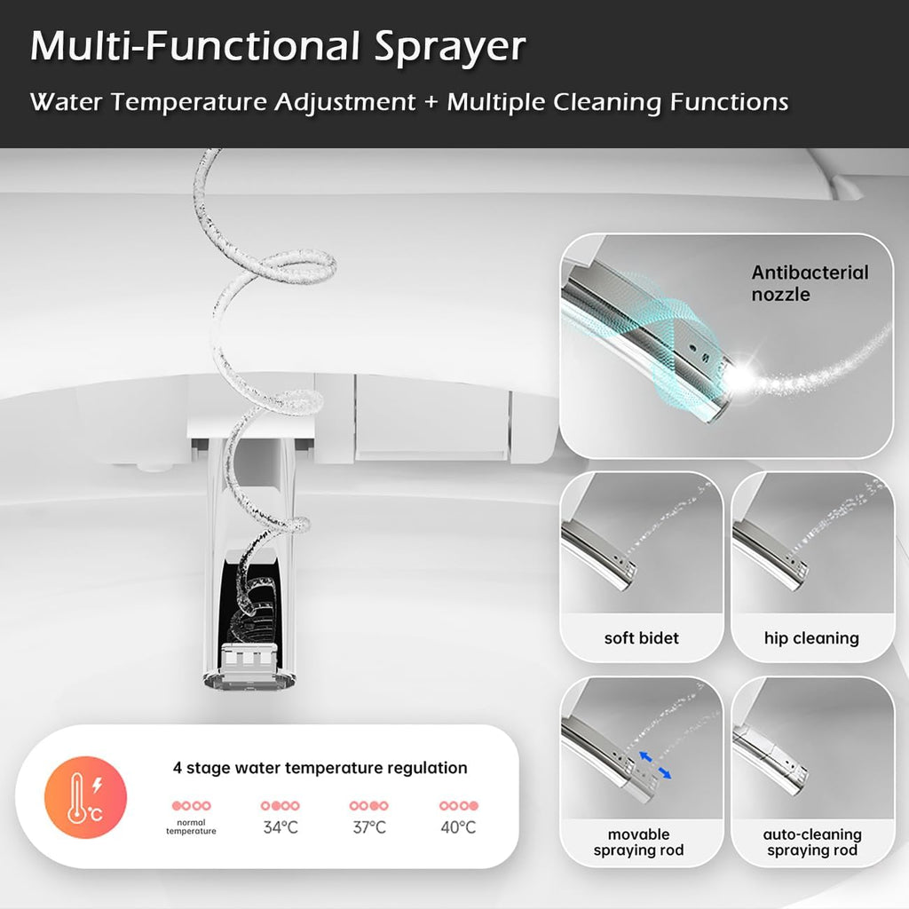 Smart Toilet with Bidet Built in,Bidet Toilet with Elongated Heated Seat,Foot Sensor,Auto Flush,Sprayer and Dryer,One Piece Tankless Toilets for Bathroom(ST016-WBKD)