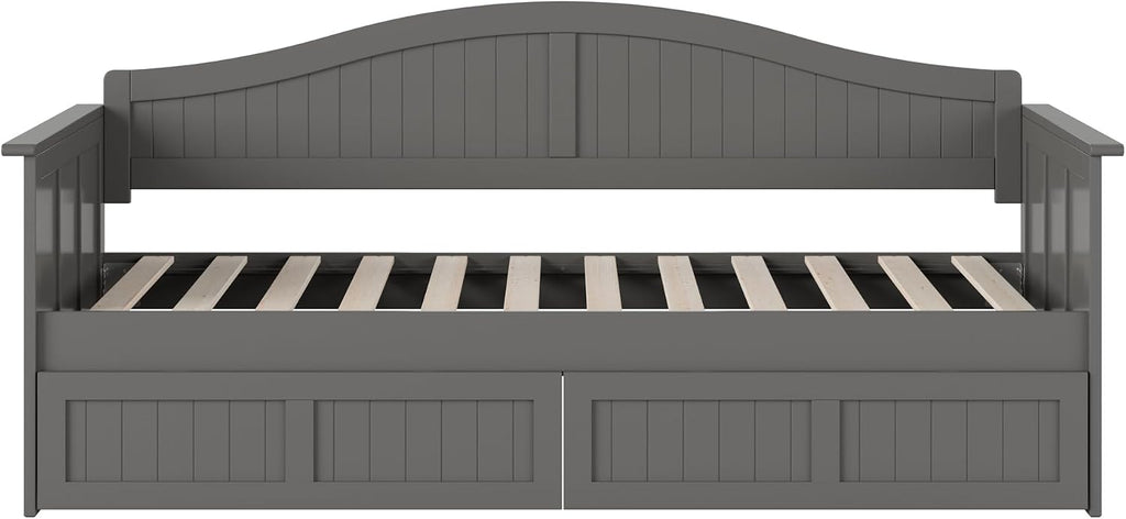 AFI, Nantucket Twin Size Wood Daybed Frame with 2 Storage Drawers, Grey