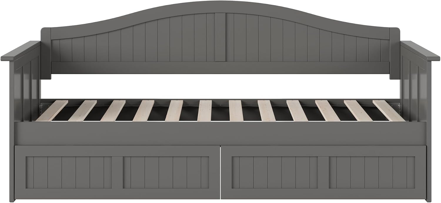 AFI, Nantucket Twin Size Wood Daybed Frame with 2 Storage Drawers, Grey