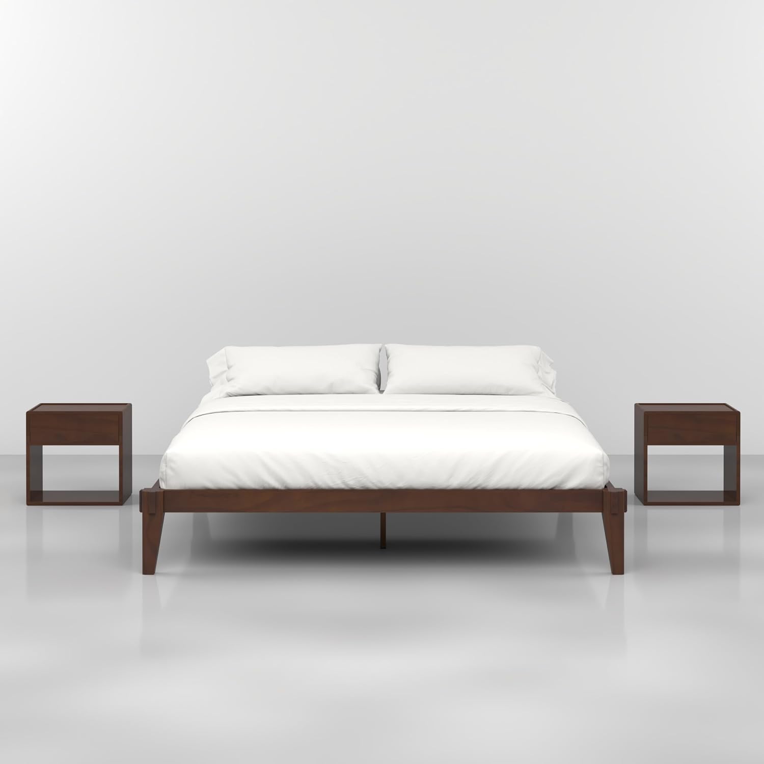 Bme Chalipa 14' King Bed Frame - Solid Wood Platform Bed - Japanese Joinery Bed Frame - Wood Slat Support - No Box Spring Needed - Easy Assembly - Minimalist & Modern Style, Walnut