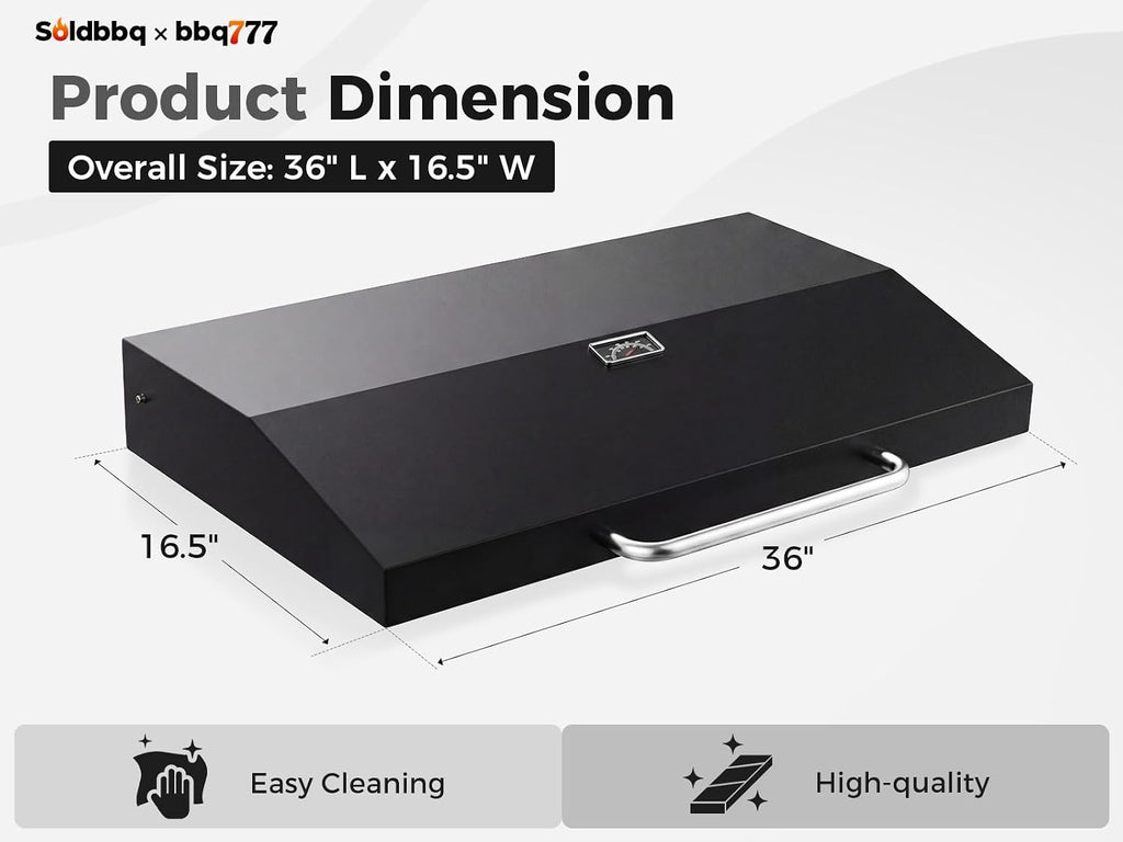 Upgrade Cover Hinged Lid w/Thermometer for Blackstone 36 Inch Griddle 1836 1554 1565 1825 1866 2149 1984 2151 1863 2122 1841 and More, Griddle Grill Hard Cover Flat Top Lid for Blackstone 36' Lid