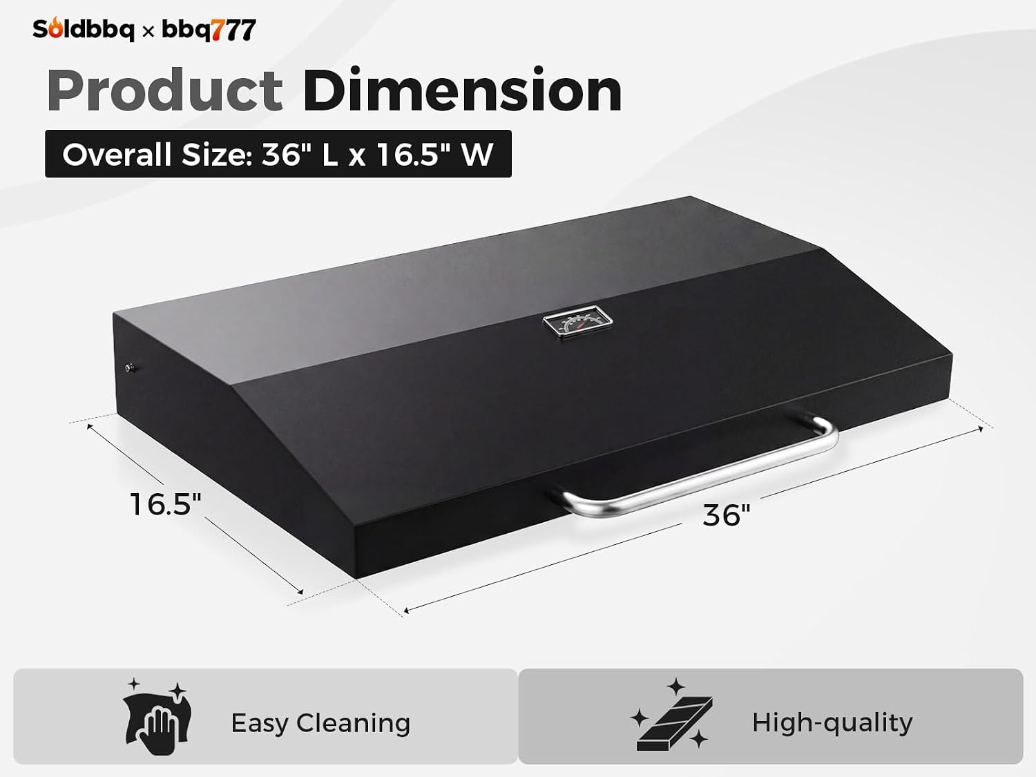 Upgrade Cover Hinged Lid w/Thermometer for Blackstone 36 Inch Griddle 1836 1554 1565 1825 1866 2149 1984 2151 1863 2122 1841 and More, Griddle Grill Hard Cover Flat Top Lid for Blackstone 36' Lid