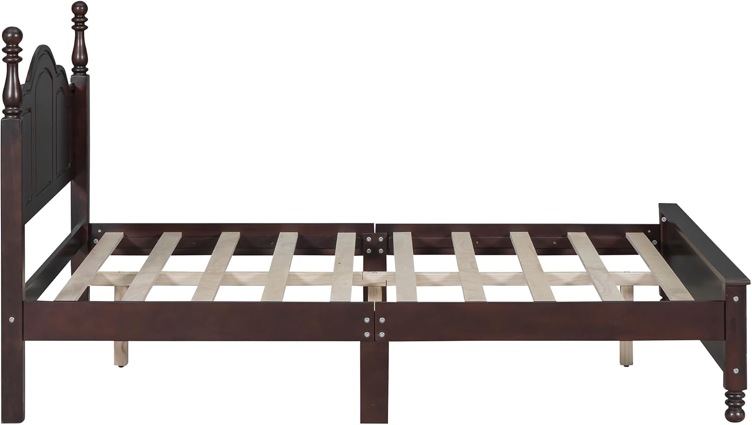 Harper & Bright Designs Full Size Wood Platform Bed Frame for Boys Girls Kids Adults Toddler,Retro Style Platform Bed with Wooden Slat Support,Dark Walnut