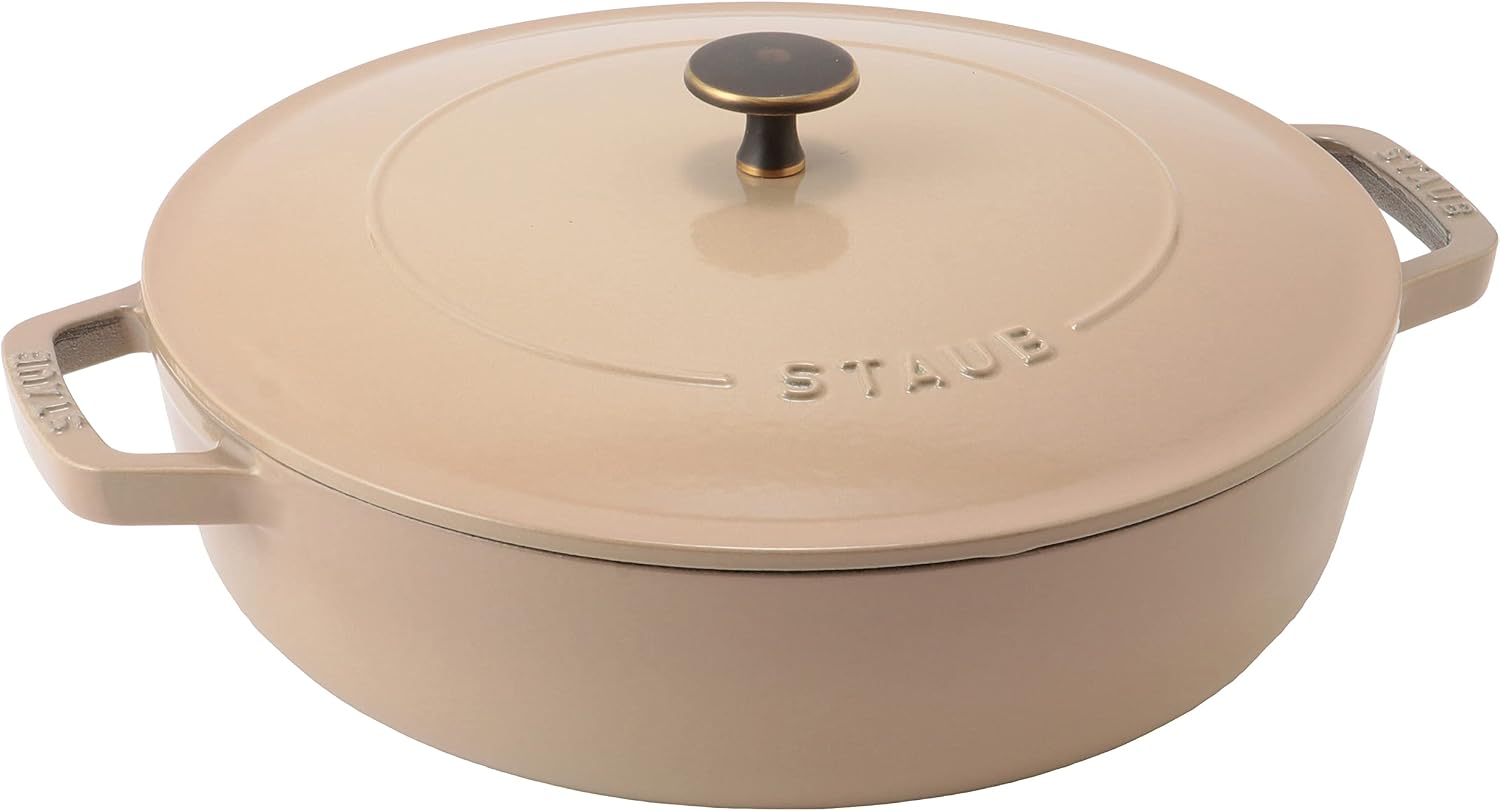 staub Braiser 40508-418 Blazer Saute Pan, 10.2 inches (26 cm), Vintage Knob Specification, Large, Both Hands, Cast Enameled Pot, Shallow Type, Sukiyaki, Induction Compatible