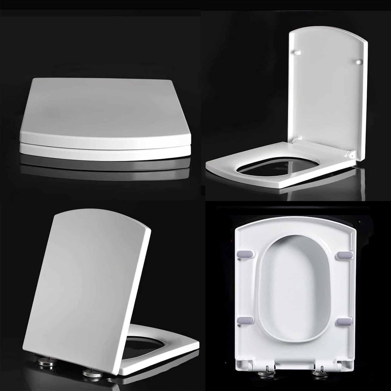Soft Close Toilet Seat with Quick Release Hinge - White PP Material Rounded Design Easy Clean Top Fixing