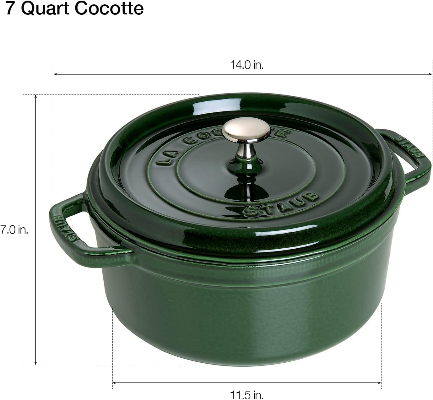 Staub Cast Iron 7-qt Round Cocotte - Basil