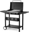 Outdoor Gas Griddle Station with 3 Burners, Detachable Design, Rolling Cart, Portable Flat Top Gas Grill With Side Shelves for Kitchen, Outdoor BBQ, Camping, 45.87-inch