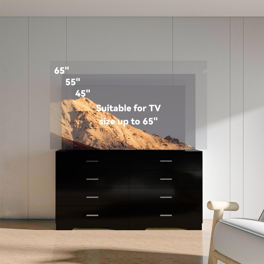 FJTJBSI Dresser with Power Outlets Wooden 4 Drawer Dresser with USB and Type C Port Chest of Drawers for Bedroom Tall Black Organizer Storage for Living Room Hallway Closet